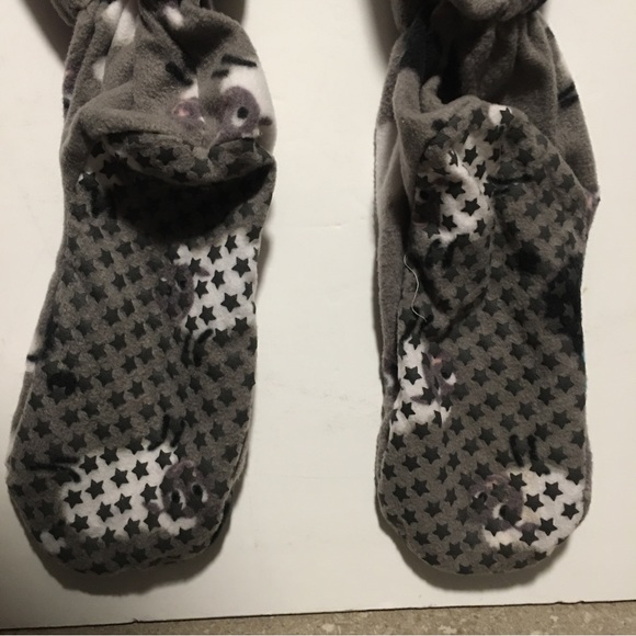 K C Footed pajamas sheep print gray white black & pink nonslip feet Med. EUC - Picture 9 of 14